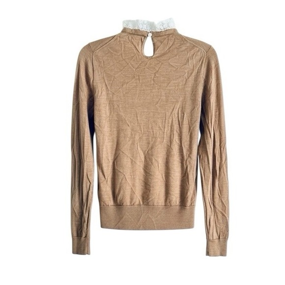 J.CREW Women Sweater M Crochet Collar TIPPI Wool Cottagecore Romantic Prairie - Picture 5 of 12